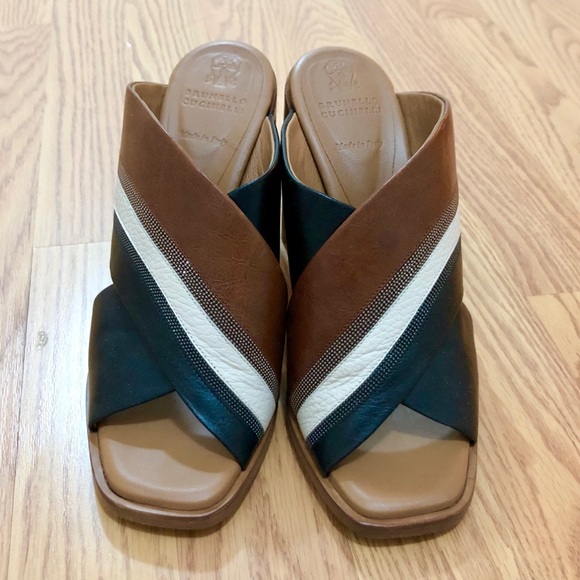 Brunello Cucinelli Shoes - Brunello Cucinelli Bi-color Block Heels 37.5